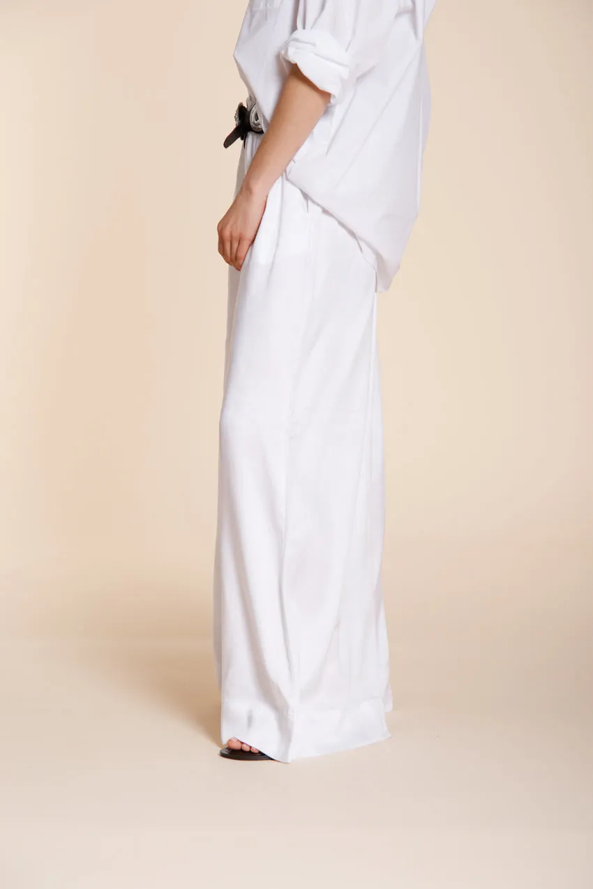 Portofino women's chino jogger pants in lightweight linen and cotton canvas wide leg sold by Mason's product image thumbnail 5