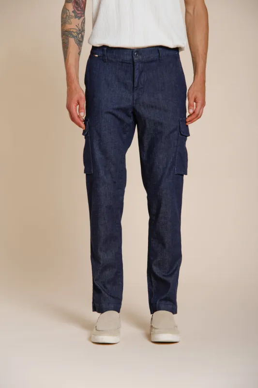 Chile men's cargo pants in denim regular fit sold by Mason's