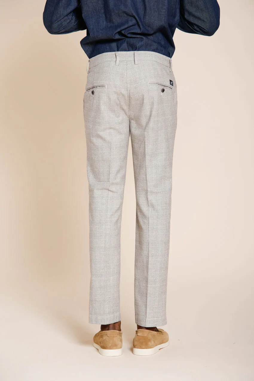 Torino men's chino pants prince of Wales print with dark brown yarn slim fit sold by Mason's product image thumbnail 4