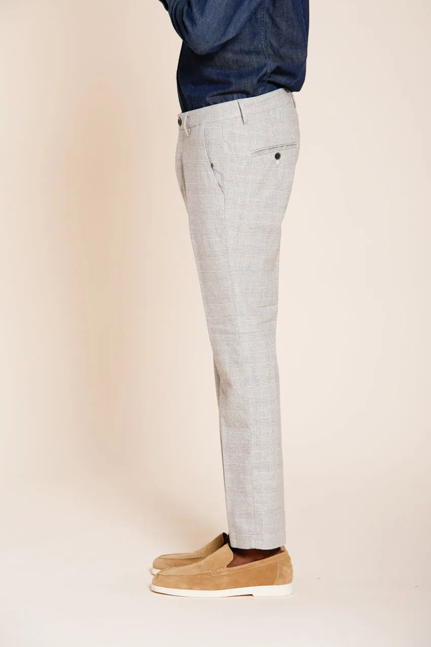 Torino men's chino pants prince of Wales print with dark brown yarn slim fit sold by Mason's product image thumbnail 3