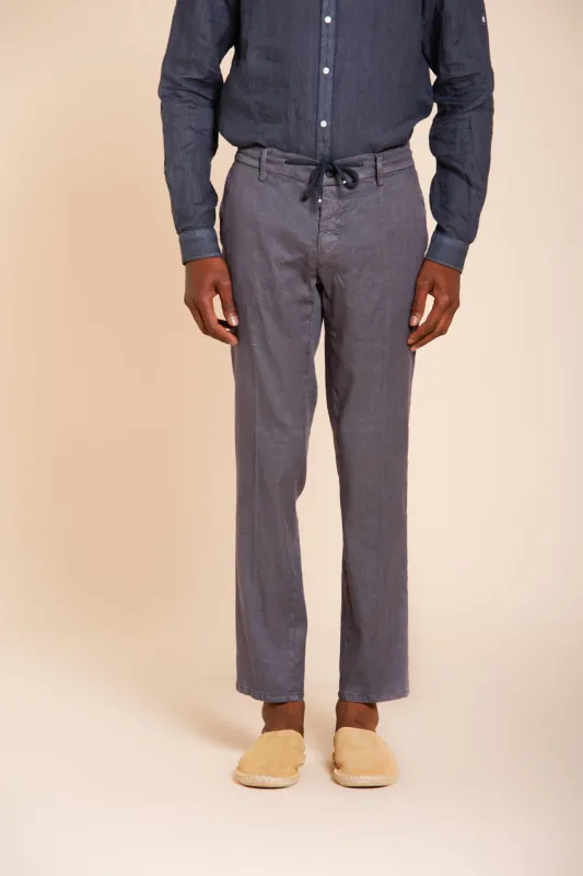 Milano Jogger men's chino pants in linen and cotton twill extra slim fit made by Mason's