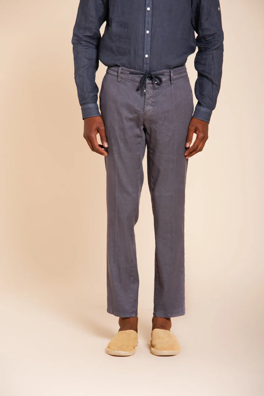 Milano Jogger men's chino pants in linen and cotton twill extra slim fit sold by Mason's