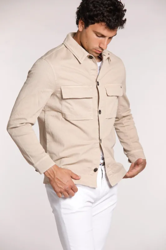 Oliver man overshirt in stretch chewron sold by Mason's