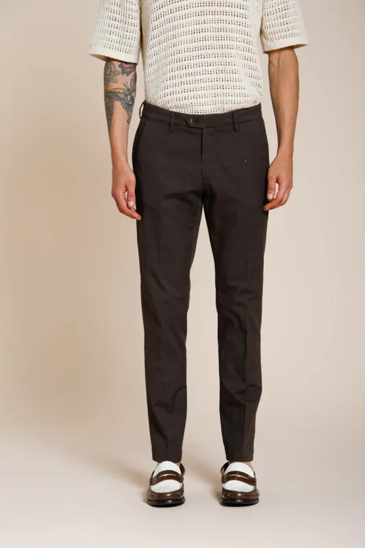Torino City Icon Flex men's chino pants in stretch cotton and linen cavallery slim fit sold by Mason's