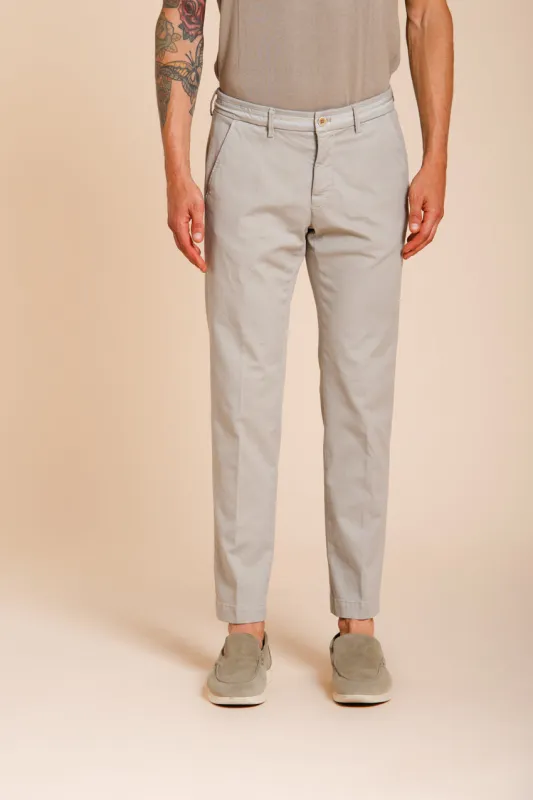 Torino Elegance men's chino pants in fine cotton and lyocell tricot slim fit sold by Mason's