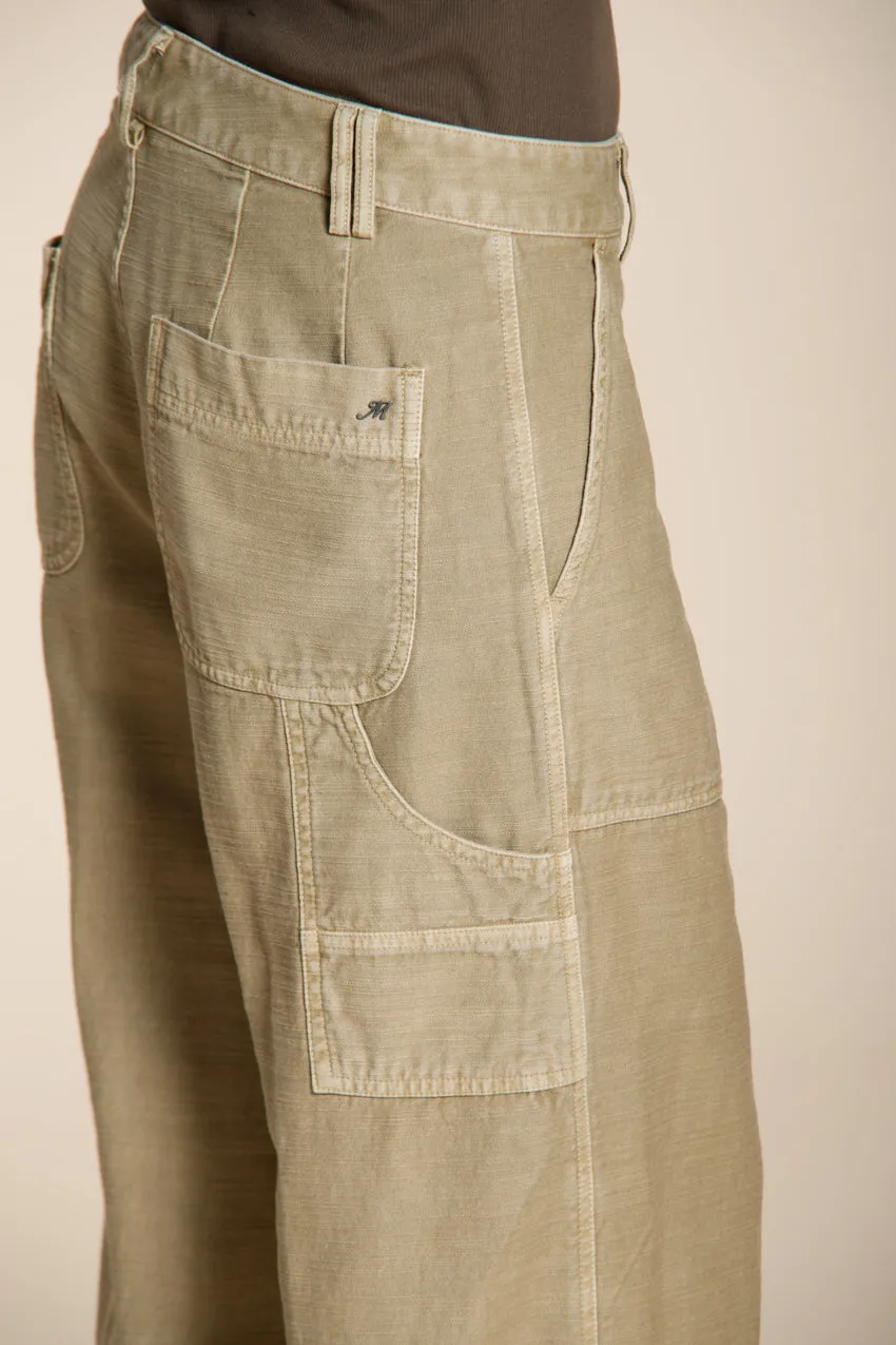 Dallas Wide women's cargo pants in slub cotton straight fit sold by Mason's product image thumbnail 3