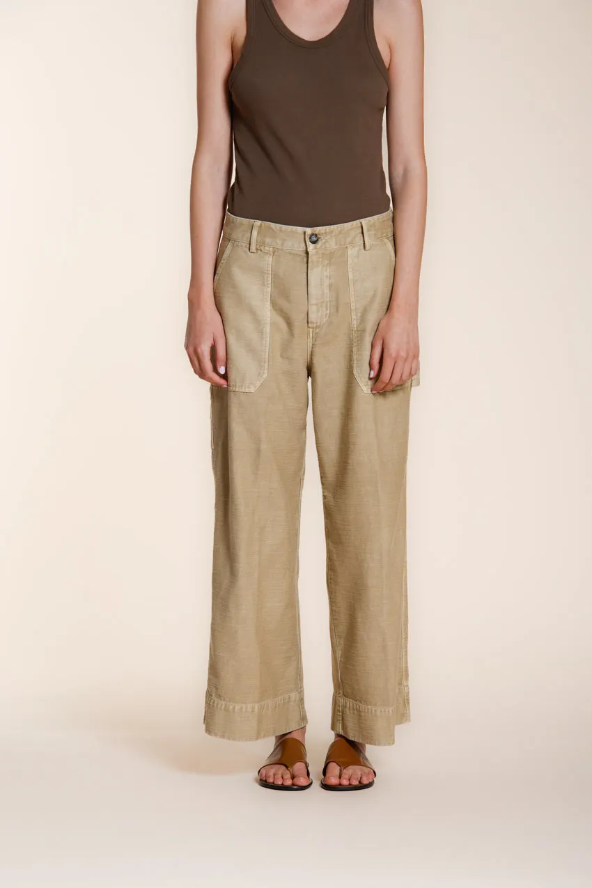 Dallas Wide women's cargo pants in slub cotton straight fit sold by Mason's