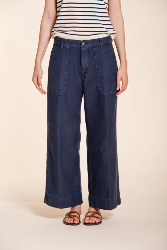 Dallas Wide women's cargo pants in slub cotton straight fit made by Mason's