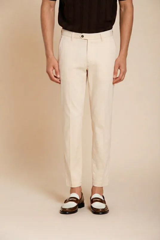 Torino 1 Pinces Flex men's chino pants in super stretch gabardine slim fit sold by Mason's