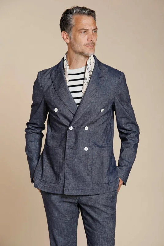 Summer men's Jacket blazer double-breasted in denim made by Mason's