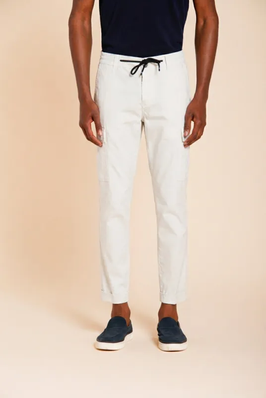 Chile Jogger men's cargo pants in parachute canvas lyocell and cotton extra slim fit made by Mason's