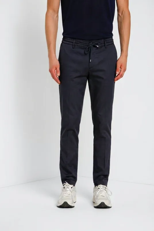 Milano Jogger Travel men's chino pants in technical travel stretch satin extra slim fit made by Mason's