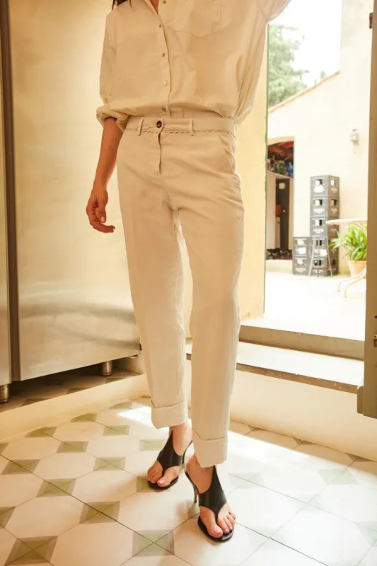 New York Carrot women's chino pants in cotton and linen twill carrot fit made by Mason's