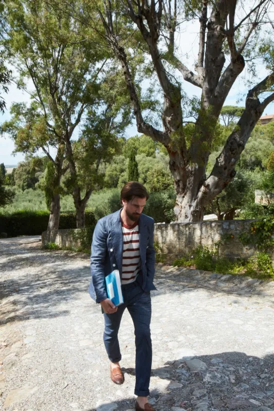 Milano men's chino pants in denim extra slim fit sold by Mason's