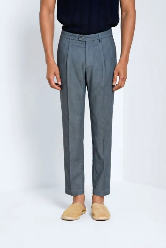 Torino 1 Pinces Flex men’s chino pants in Prestige cotton bird’s eye weave slim fit made by Mason's
