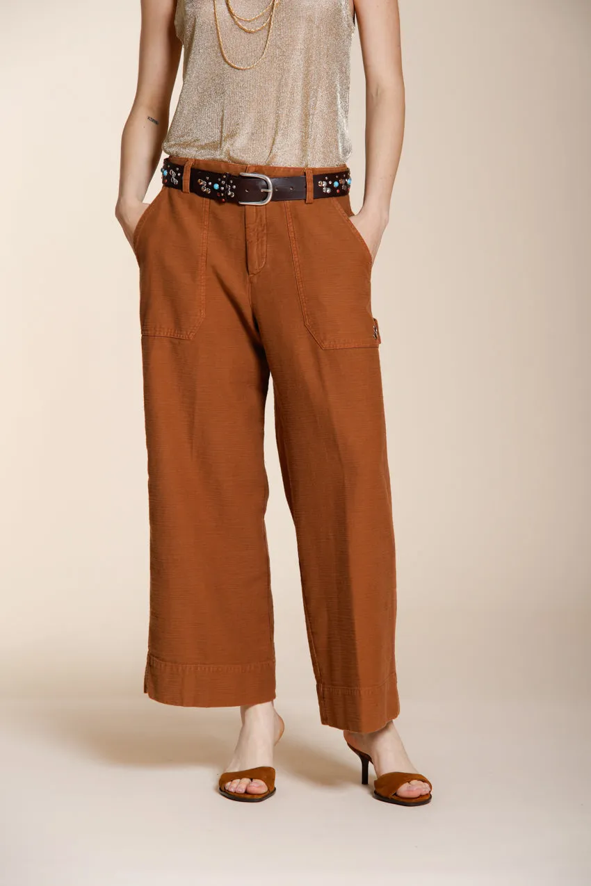 Dallas Wide women's cargo pants in slub cotton straight fit sold by Mason's product image thumbnail 3