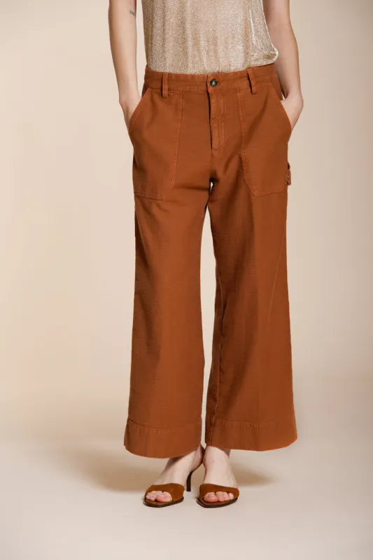 Dallas Wide women's cargo pants in slub cotton straight fit made by Mason's