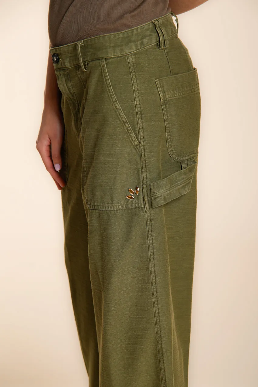 Dallas Wide women's cargo pants in slub cotton straight fit sold by Mason's product image thumbnail 4