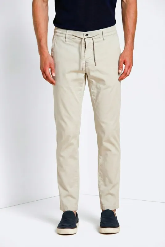 Milano Jogger Travel men's chino pants in technical travel stretch satin extra slim fit made by Mason's