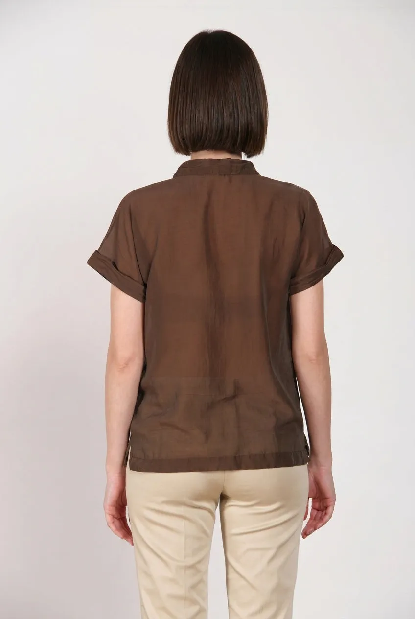 Natalie women's shirt short-sleeved in cotton and silk muslin sold by Mason's product image thumbnail 4