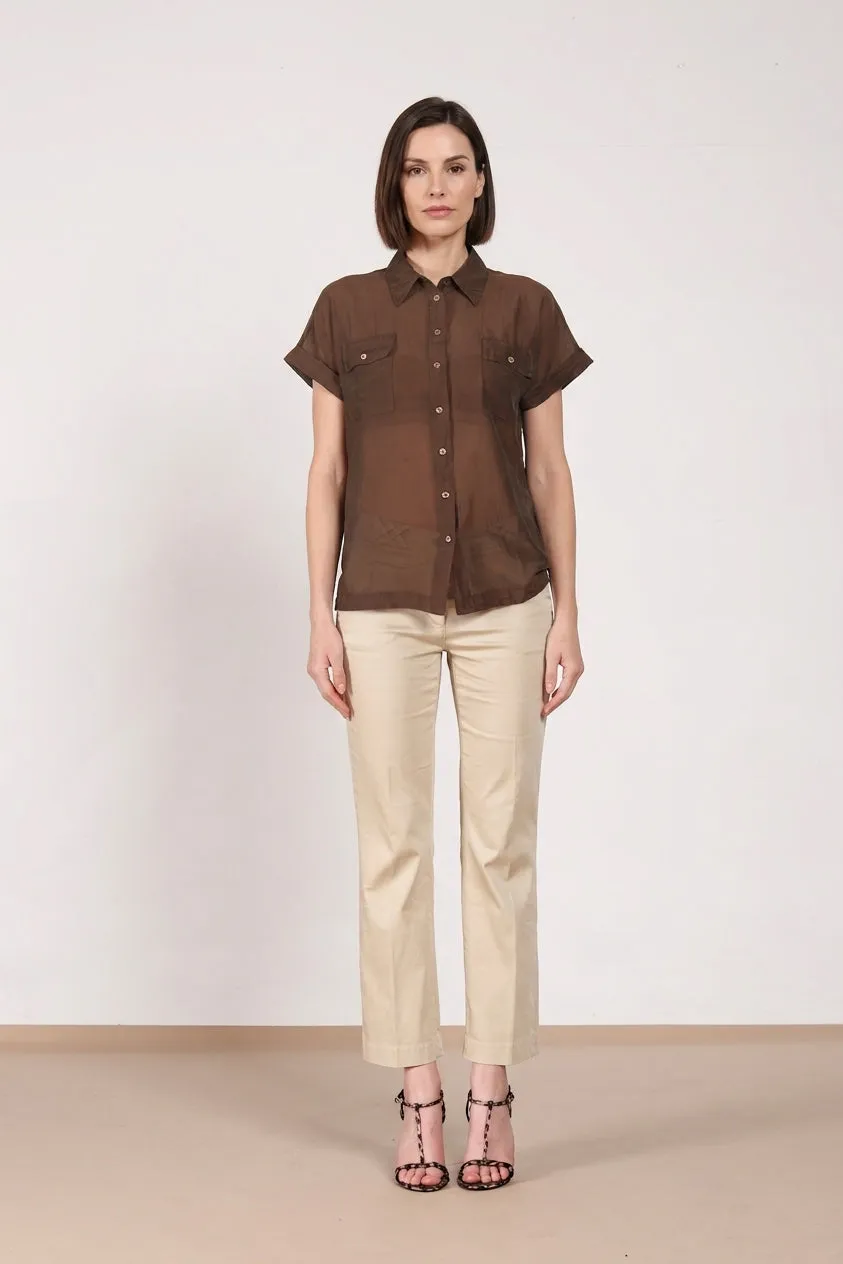 Natalie women's shirt short-sleeved in cotton and silk muslin sold by Mason's product image thumbnail 2