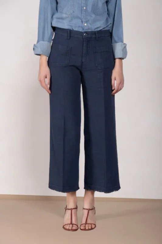 New York Studio Cropped women's chino pants in basketweave straight fit made by Mason's