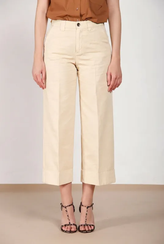 New York Studio Cropped women's chino pants in linen and cotton straight fit made by Mason's