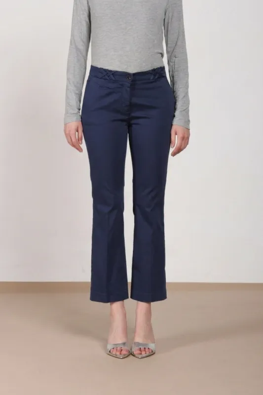New York Trumpet women's chino pants in stretch satin slim fit made by Mason's