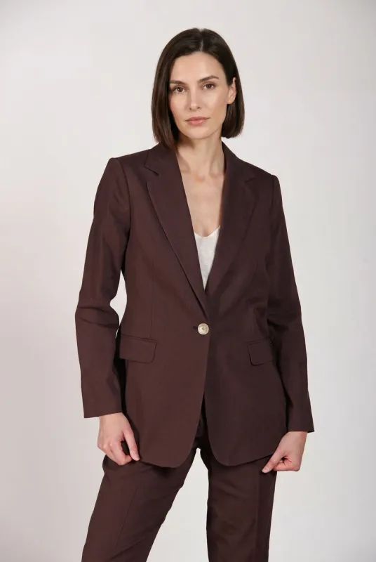 Irene women's blazer in linen and viscose blend canvas made by Mason's
