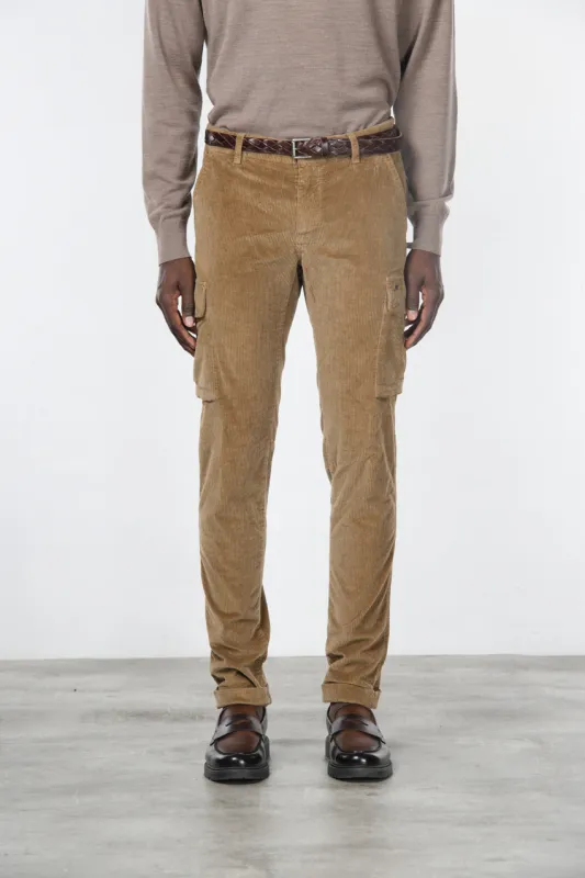 Chile men's cargo trousers/pants in 500-wale corduroy, extra slim fit ① made by Mason's