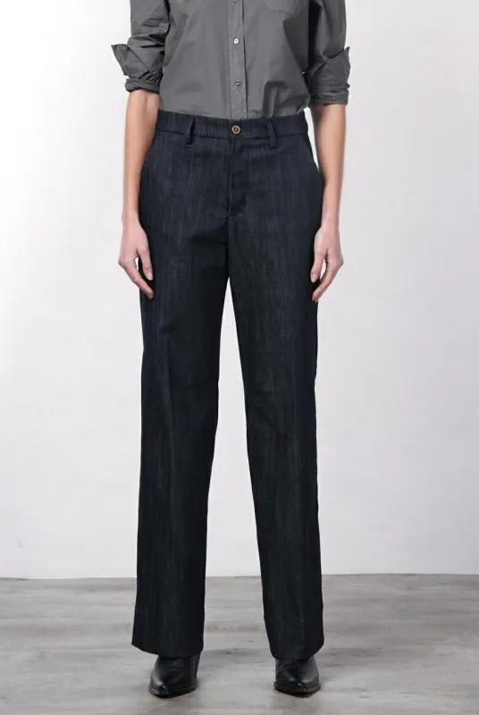 New York Studio women’s chino trousers in stretch denim, straight fit ① made by Mason's