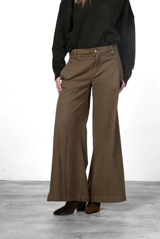 New York Palazzo women’s chino trousers in gabardine, wide leg made by Mason's