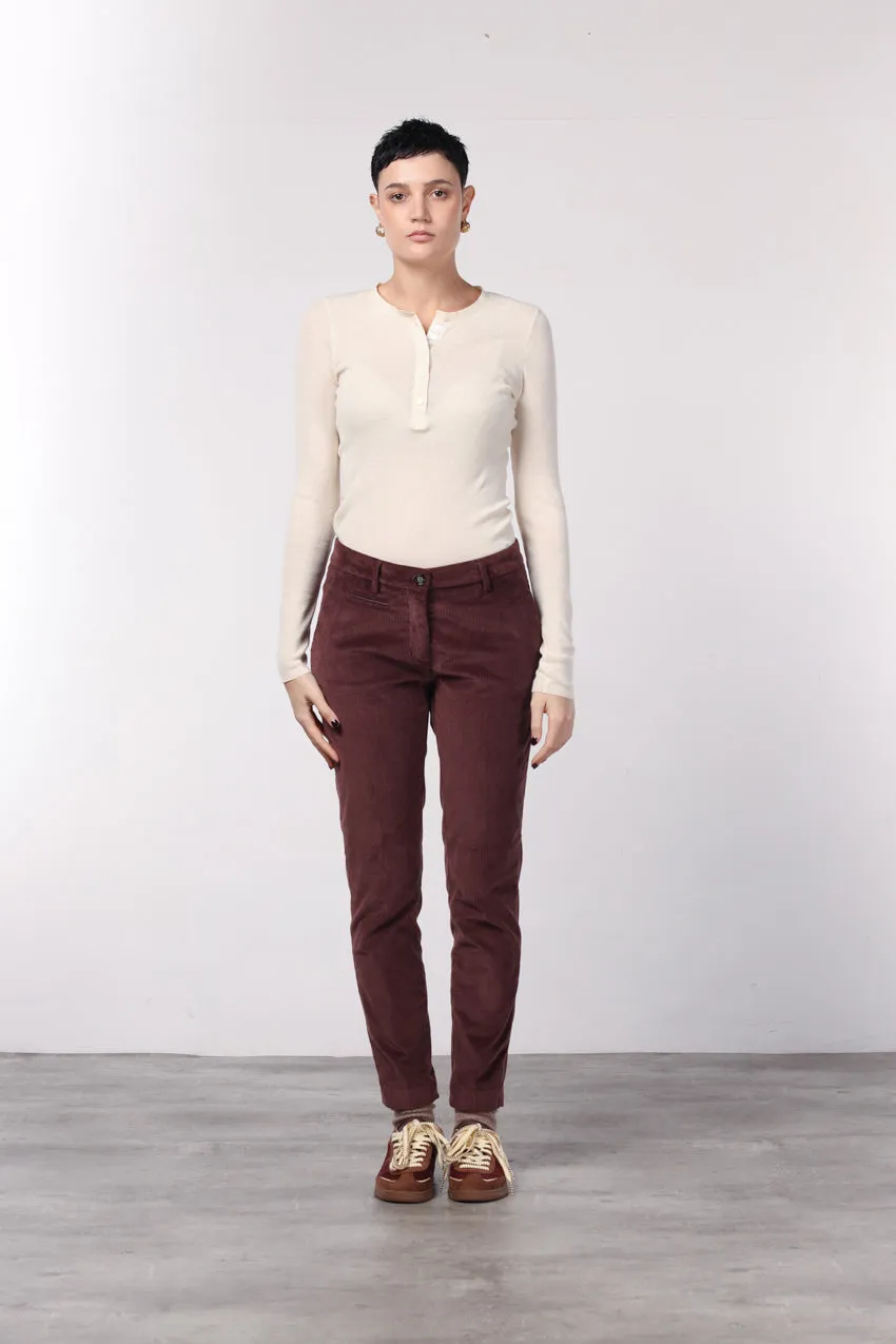 New York Slim women’s chino pants in wide-wale velvet with slim fit ① sold by Mason's product image thumbnail 2