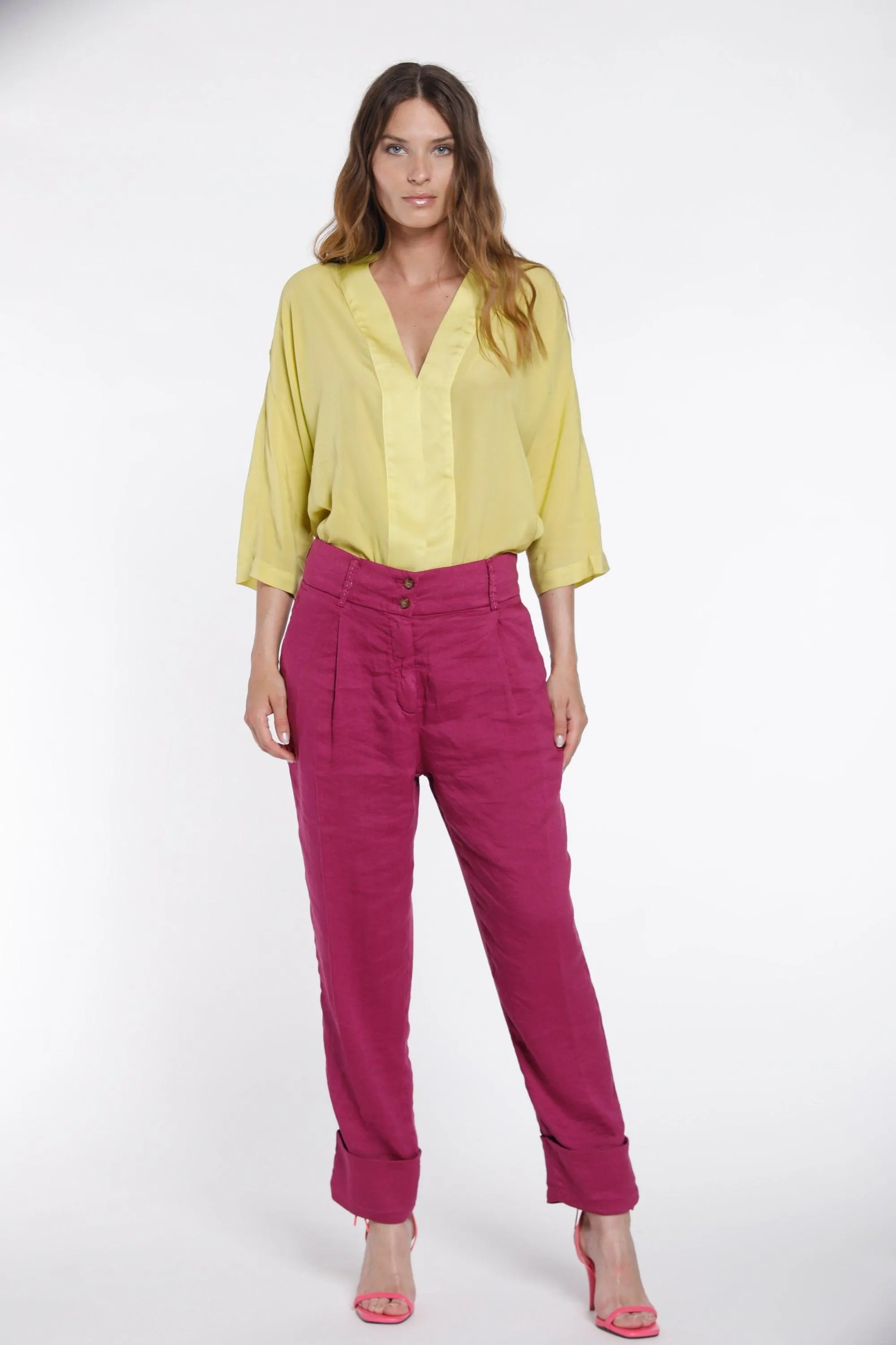 Sandra woman shirt in viscose with V-neck and wide sleeves sold by Mason's product image thumbnail 2