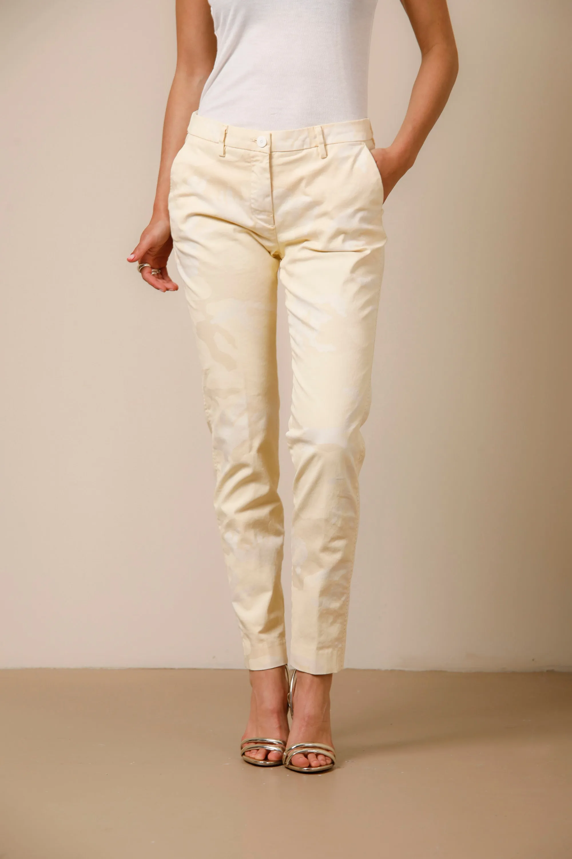 New York woman chino pants camouflage stretch satin regular sold by Mason's