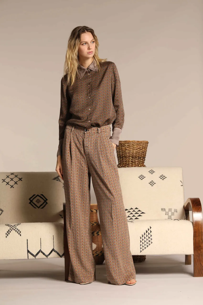 New York Wide Pinces women's chino pants in tencel with deco print straight fit sold by Mason's product image thumbnail 2