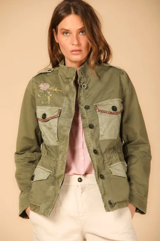Eva woman's field jacket in cotton with embroidery on the pocket sold by Mason's