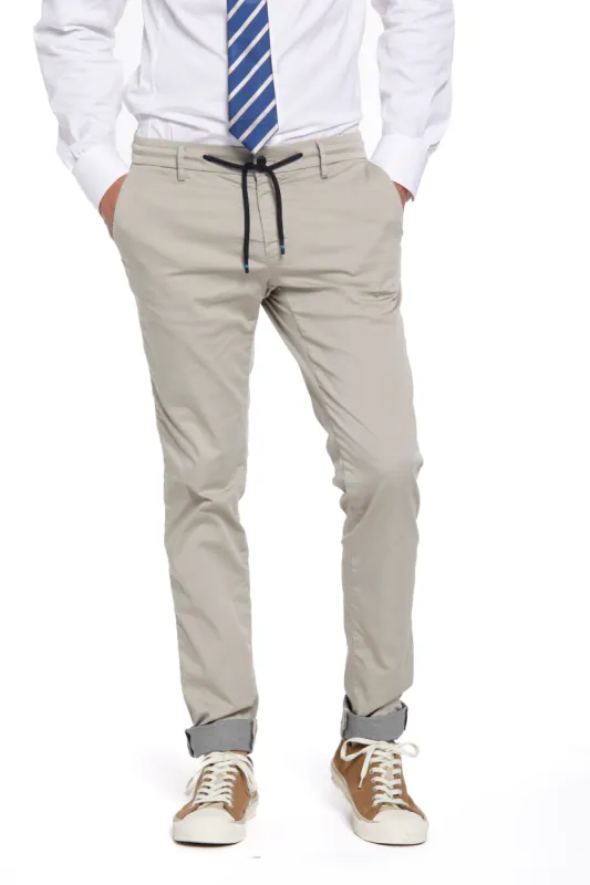 Milano Jogger Travel man chino pants in techno stretch satin extra slim sold by Mason's