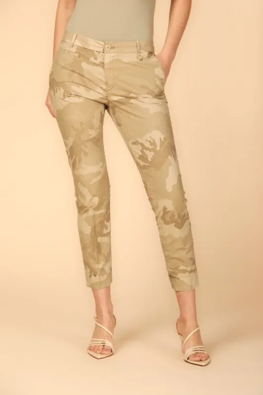 Jaqueline women's capri chino pants in tencel camouflage slim fit ① sold by Mason's