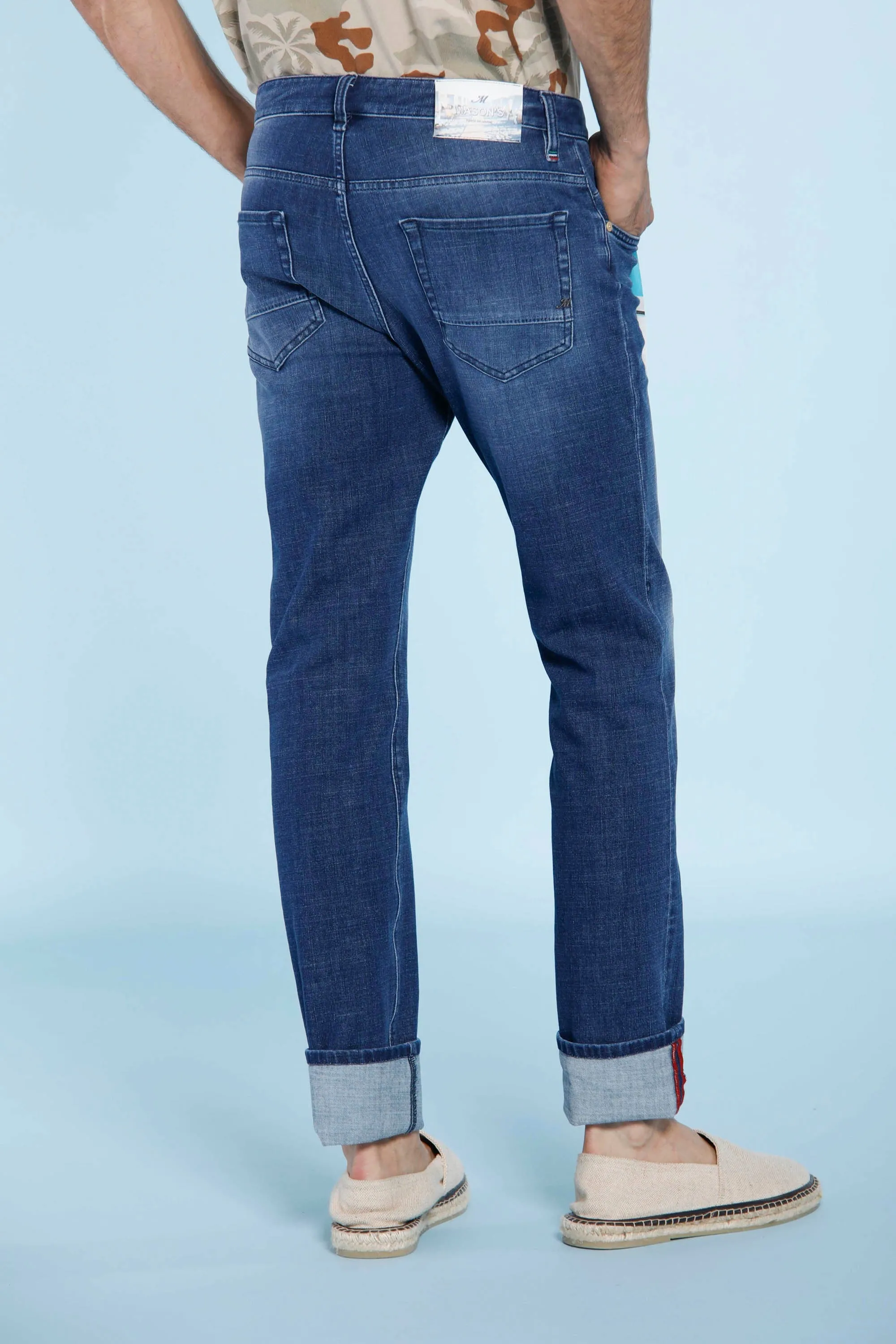 Harris man 5- Pocket pants in stretch cross denim slim sold by Mason's product image thumbnail 4