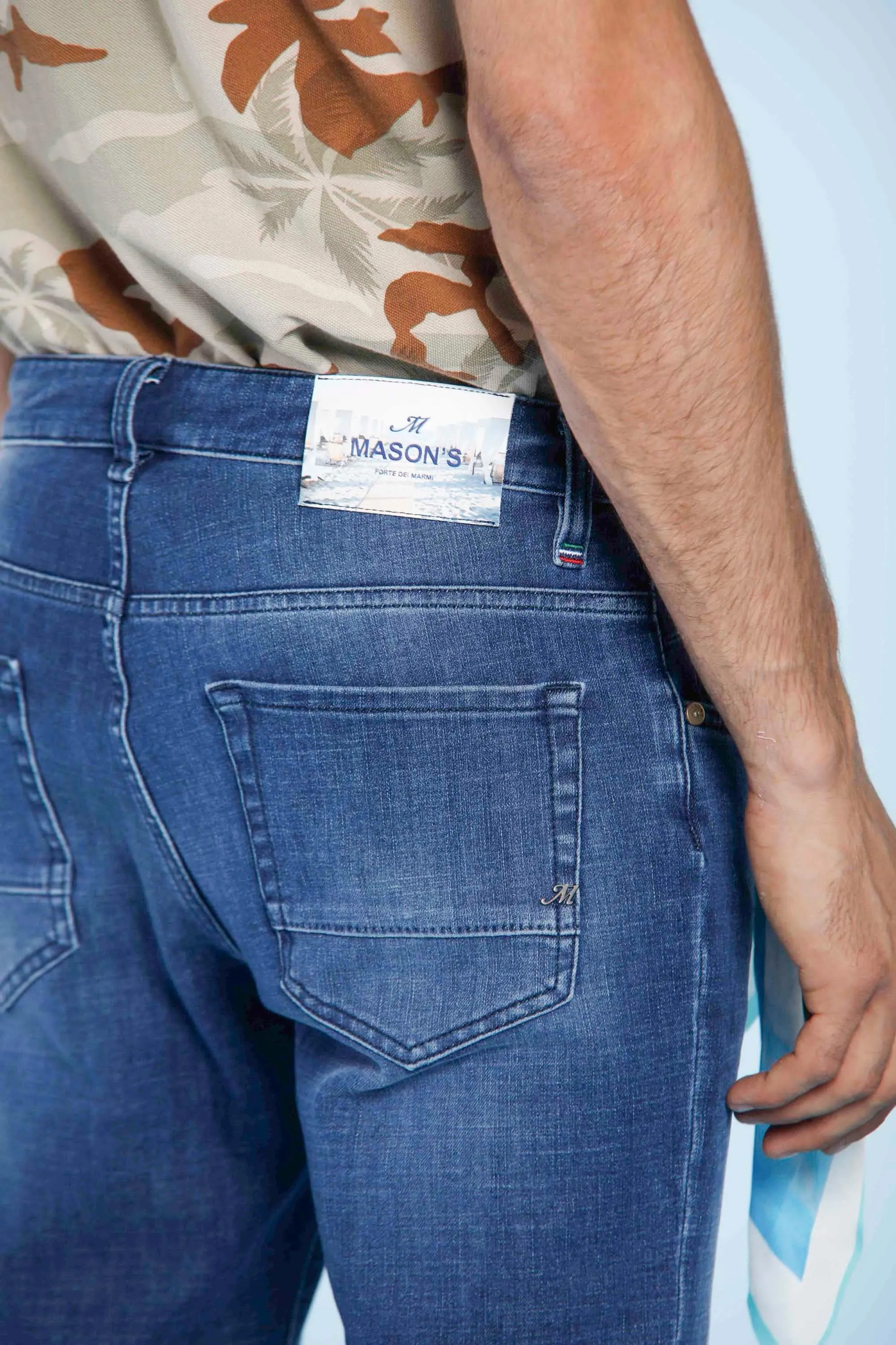 Harris man 5- Pocket pants in stretch cross denim slim sold by Mason's product image thumbnail 3