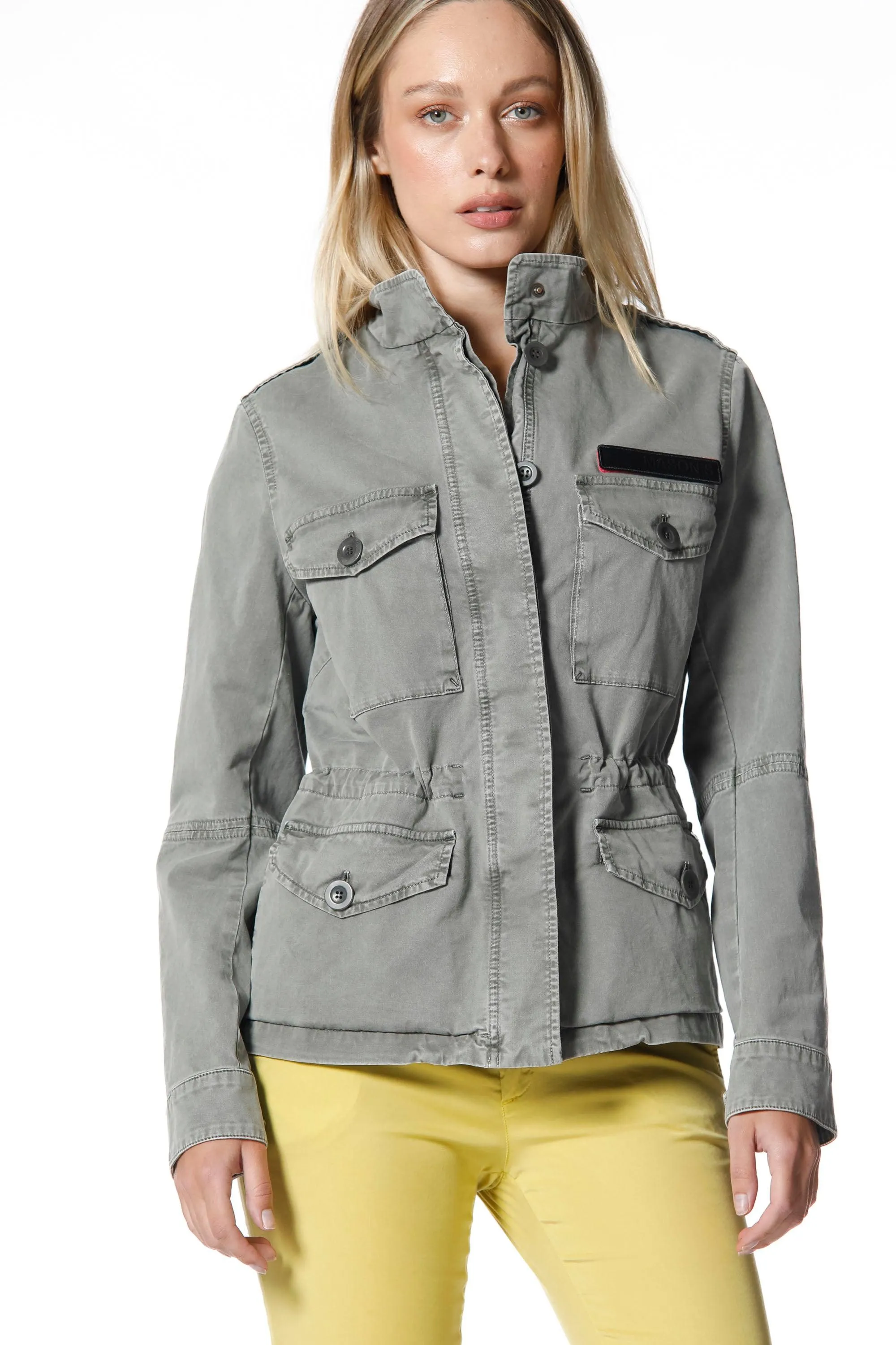 Eva woman field jacket in cotton icon washing with drawstring and patches sold by Mason's