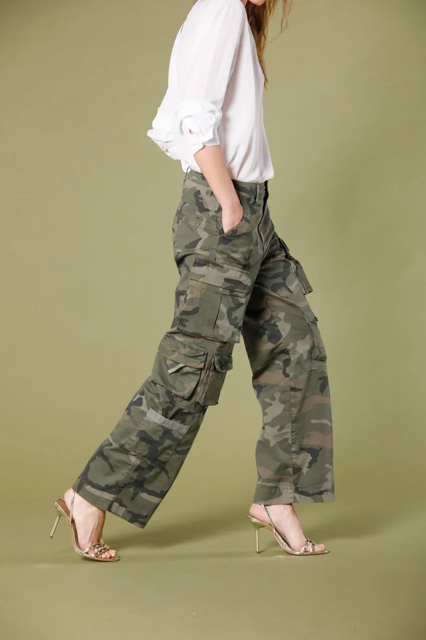 New Hunter women's cargo pants in cotton twill with camouflage print relaxed fit sold by Mason's product image thumbnail 5