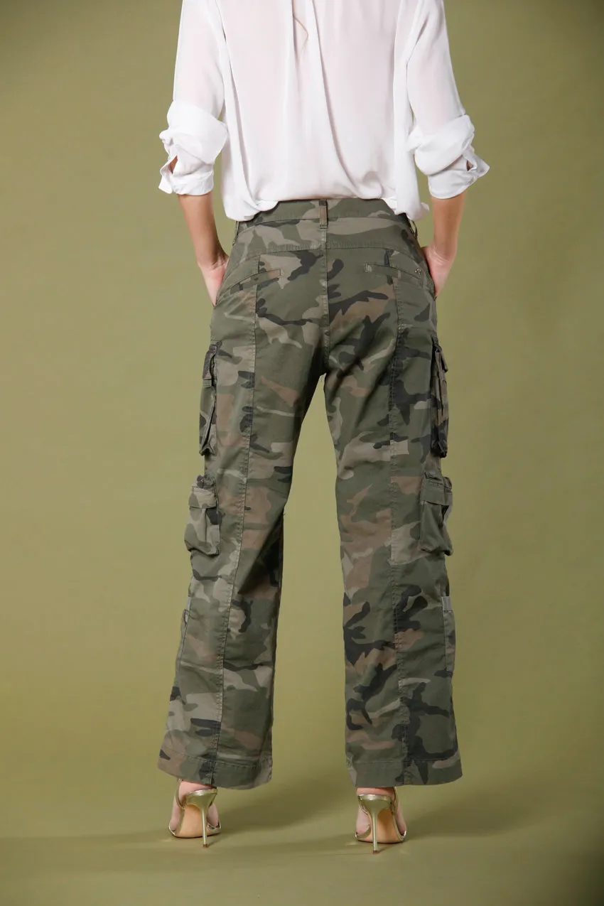 New Hunter women's cargo pants in cotton twill with camouflage print relaxed fit sold by Mason's product image thumbnail 4