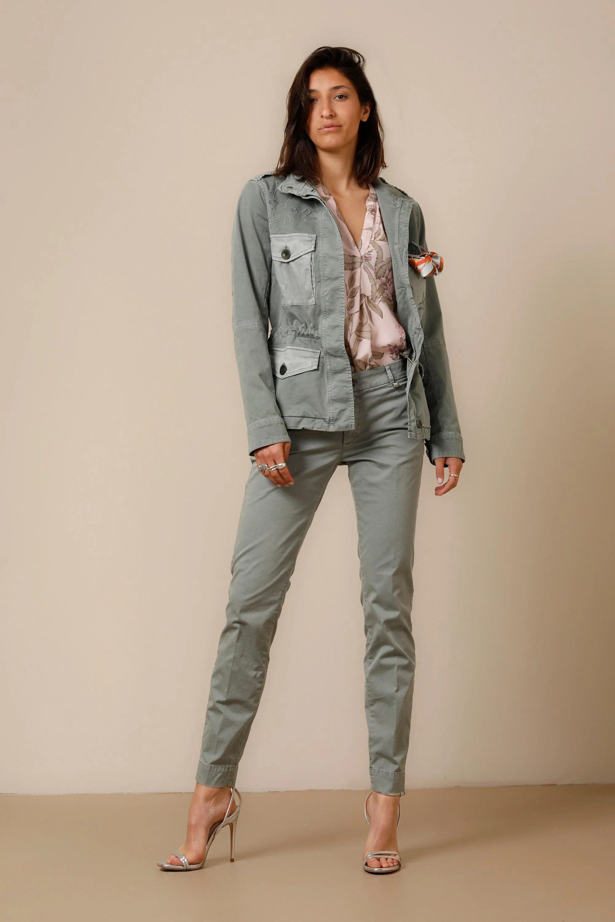 Eva woman field jacket in cotton with drawstring embroidery and studs sold by Mason's product image thumbnail 2