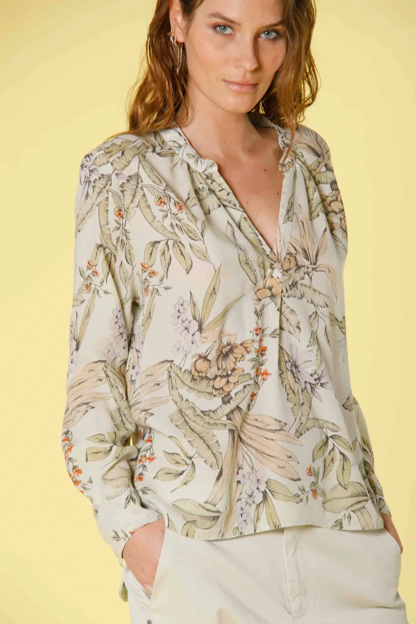 Adele woman's long sleeve shirt in tencel with floreal pattern sold by Mason's