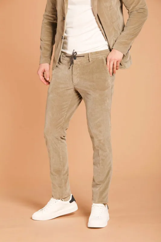Milan Jogger men's chino pants in velvet 500 stripes with extra slim fit  sold by Mason's
