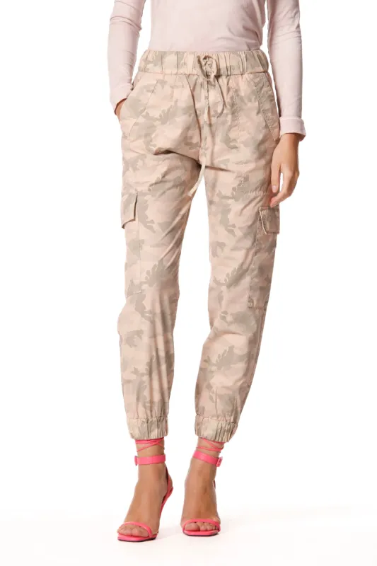 Cargo Jogger woman cargo pants in tencel with camouflage pattern relaxed sold by Mason's