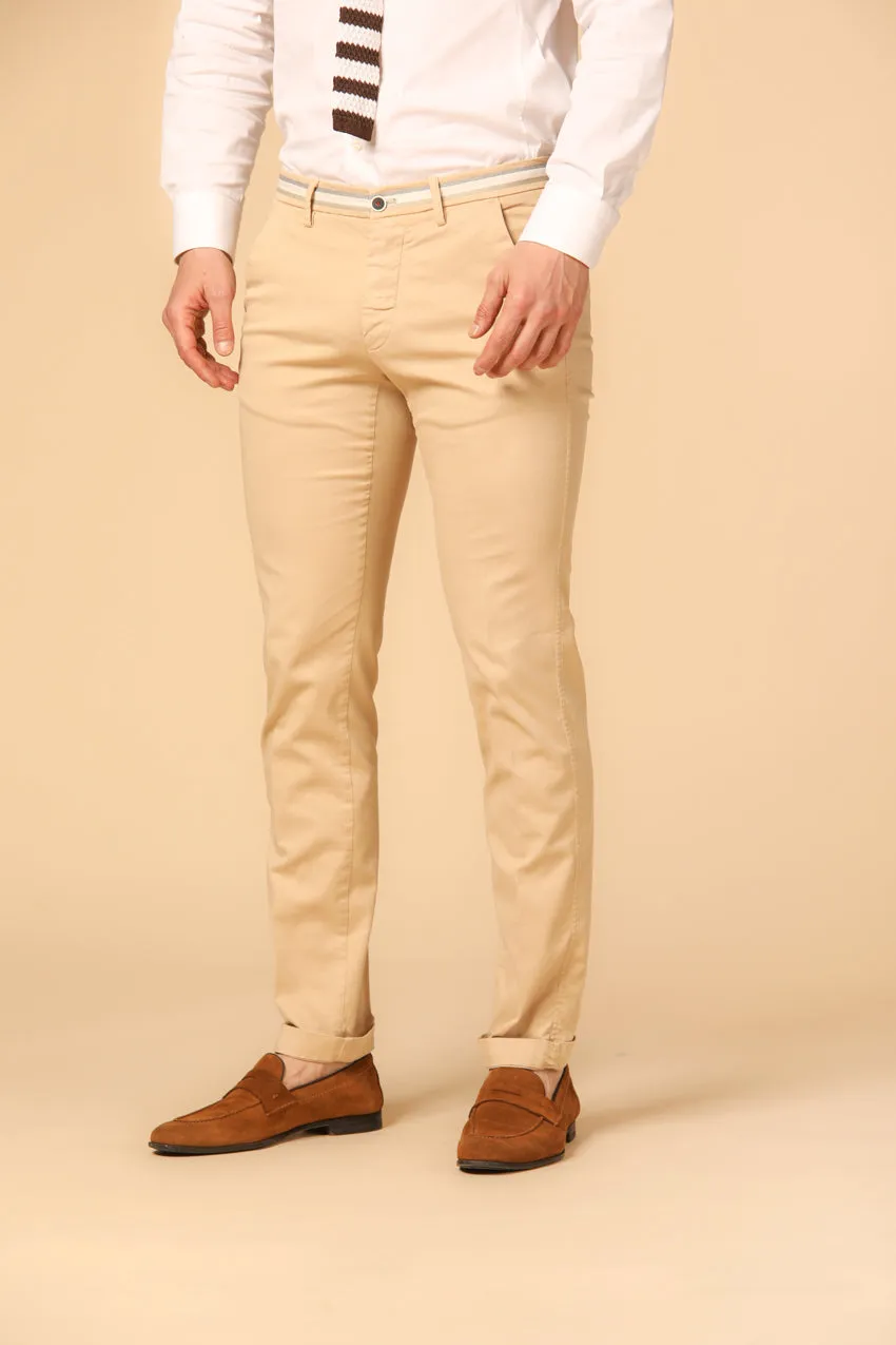 Torino Summer men's chino pants in cotton and tencel with ribbons slim sold by Mason's