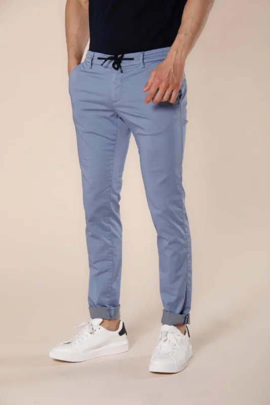 Milano Jogger Travel men's chino jogger in tecno travel stretch satin extra slim sold by Mason's